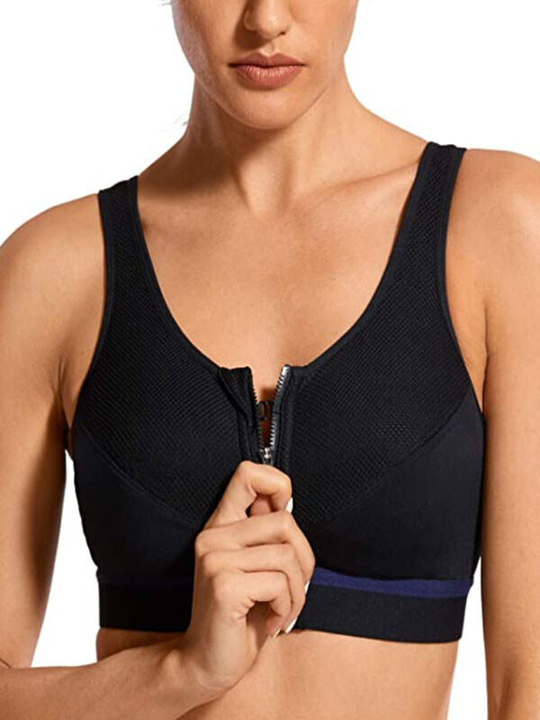 노와이어 앞지퍼 이중잠금 스포츠 브라
