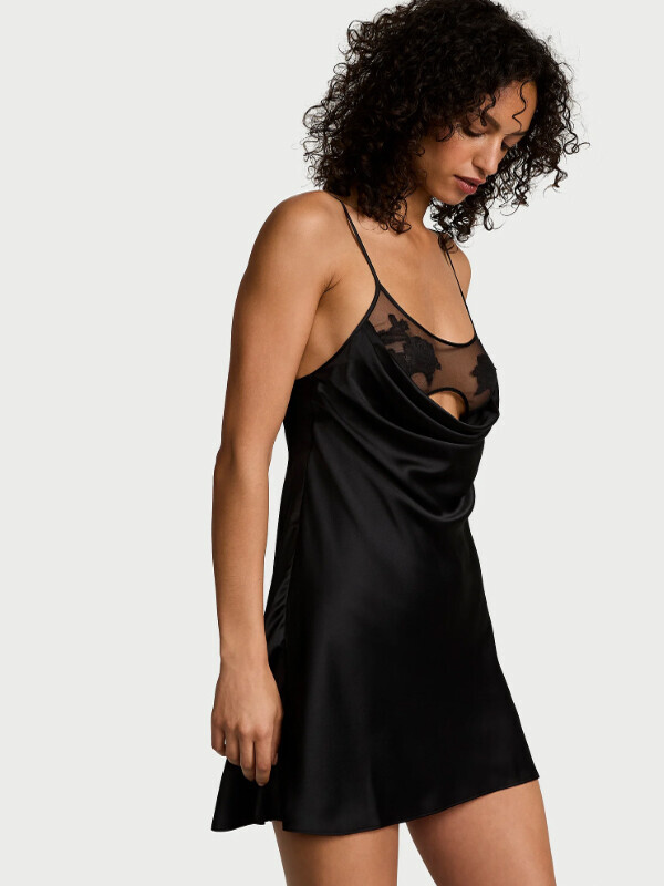 세이브돈(savdon),Victoria's Secret Sheer Rose Satin Draped Mini Slip