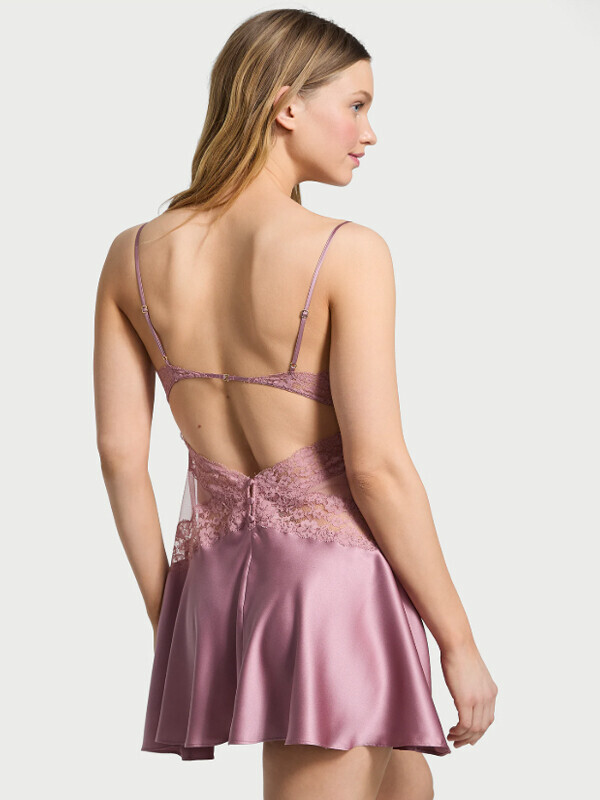 Victoria's Secret Dare to Dream Lace & Satin Flounce Slip