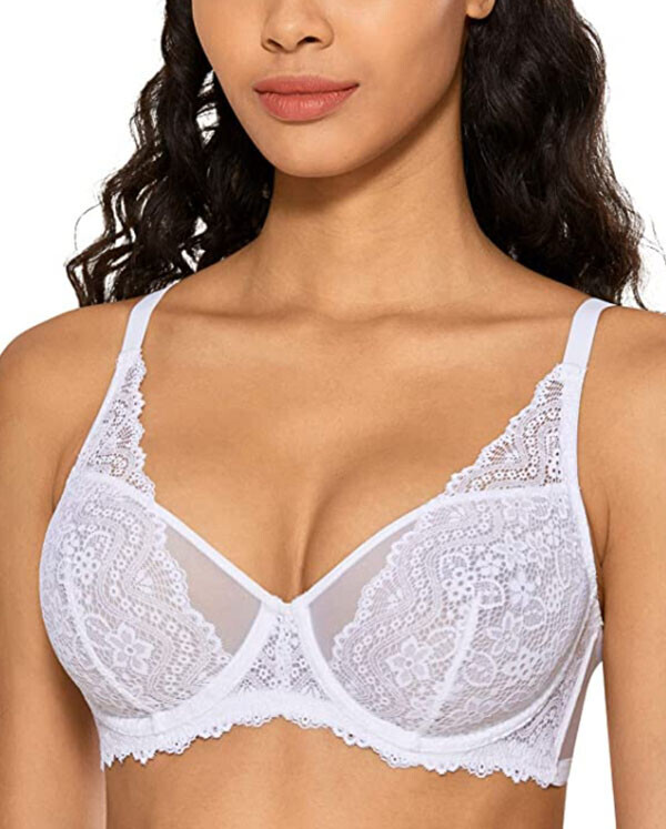 세이브돈(savdon),[ 10차 재입고 ]Dobreva Lace See Through Mesh Bra Sexy Plus Size Bralette Underwire Minimizer