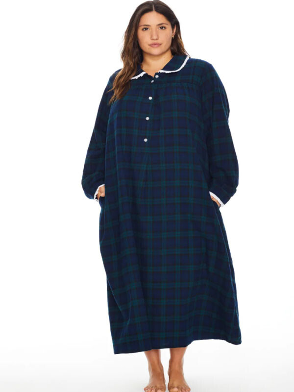 세이브돈(savdon),Lanz of Salzburg Women's Plus Size Classic Cotton Flannel Peter Pan Nightgown