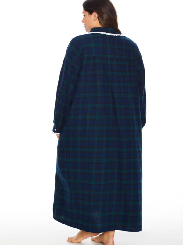 세이브돈(savdon),Lanz of Salzburg Women's Plus Size Classic Cotton Flannel Peter Pan Nightgown