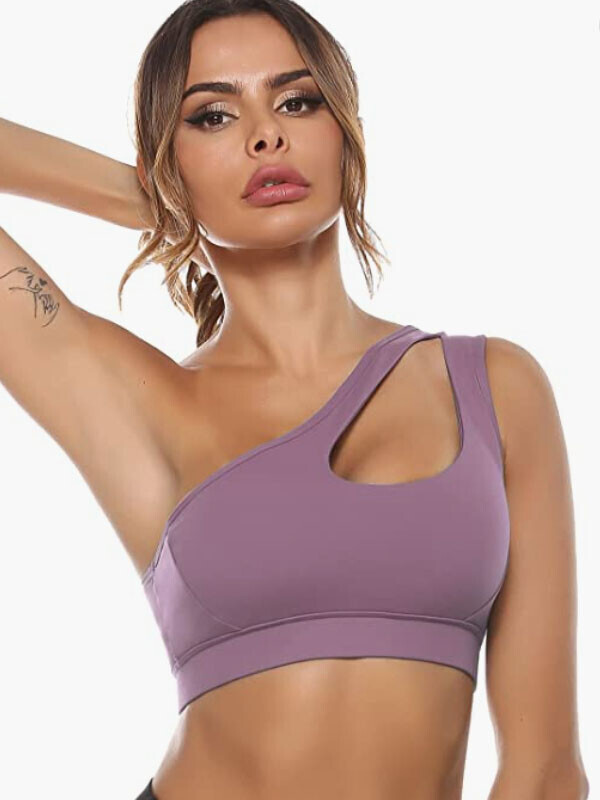 세이브돈(savdon),Sykooria Womens One Shoulder Sports Bras Workout Yoga Bras Sexy Cute Medium Support Crop Top