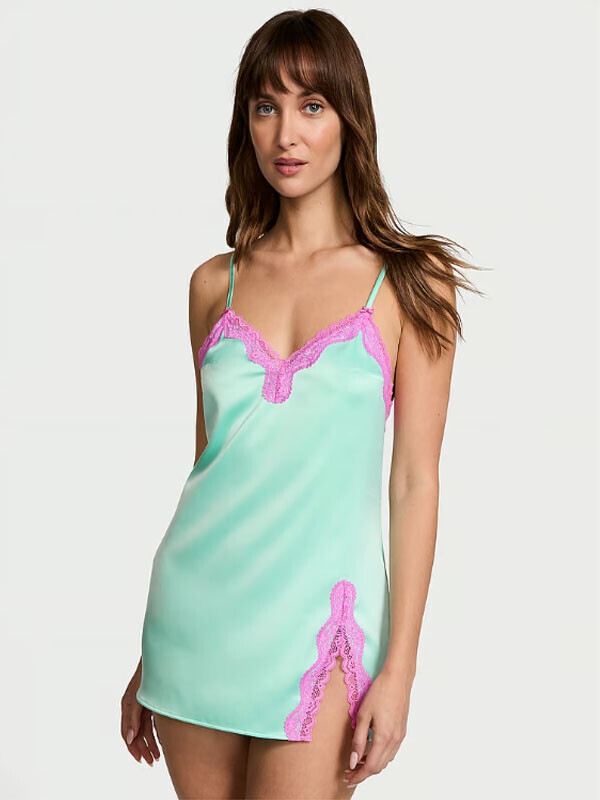 Victorias Secret NEW! Tease Satin Lace-Trim Mini Slip