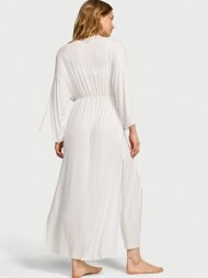 Victorias Secret Ribbed Modal Lace-Trim Long Robe