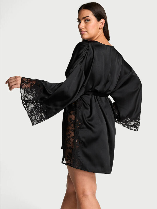 Victorias Secret Dream Satin & Lace Trim Robe