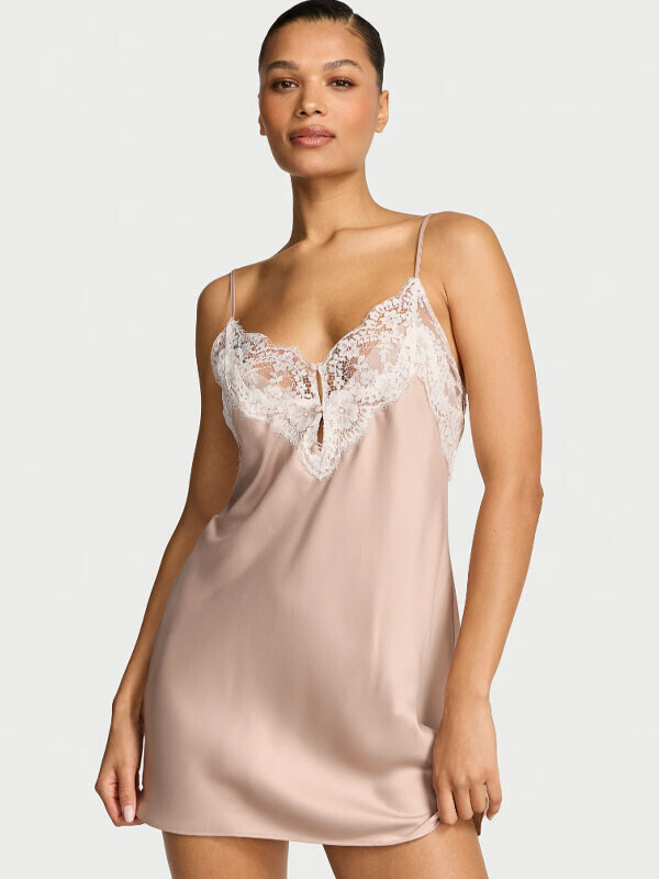 세이브돈(savdon),Victorias Secret Satin Lace-Trim Short Slip Dress