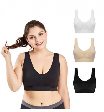 세이브돈(savdon),[70~95/ 3장 묶음]ONine Seamless Sports Bra 3-Pack Women's Wireless Sports Bras Yoga Bra for Large Bust with Removable Pads